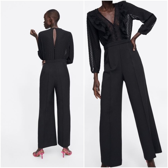 ruffle trim jumpsuit